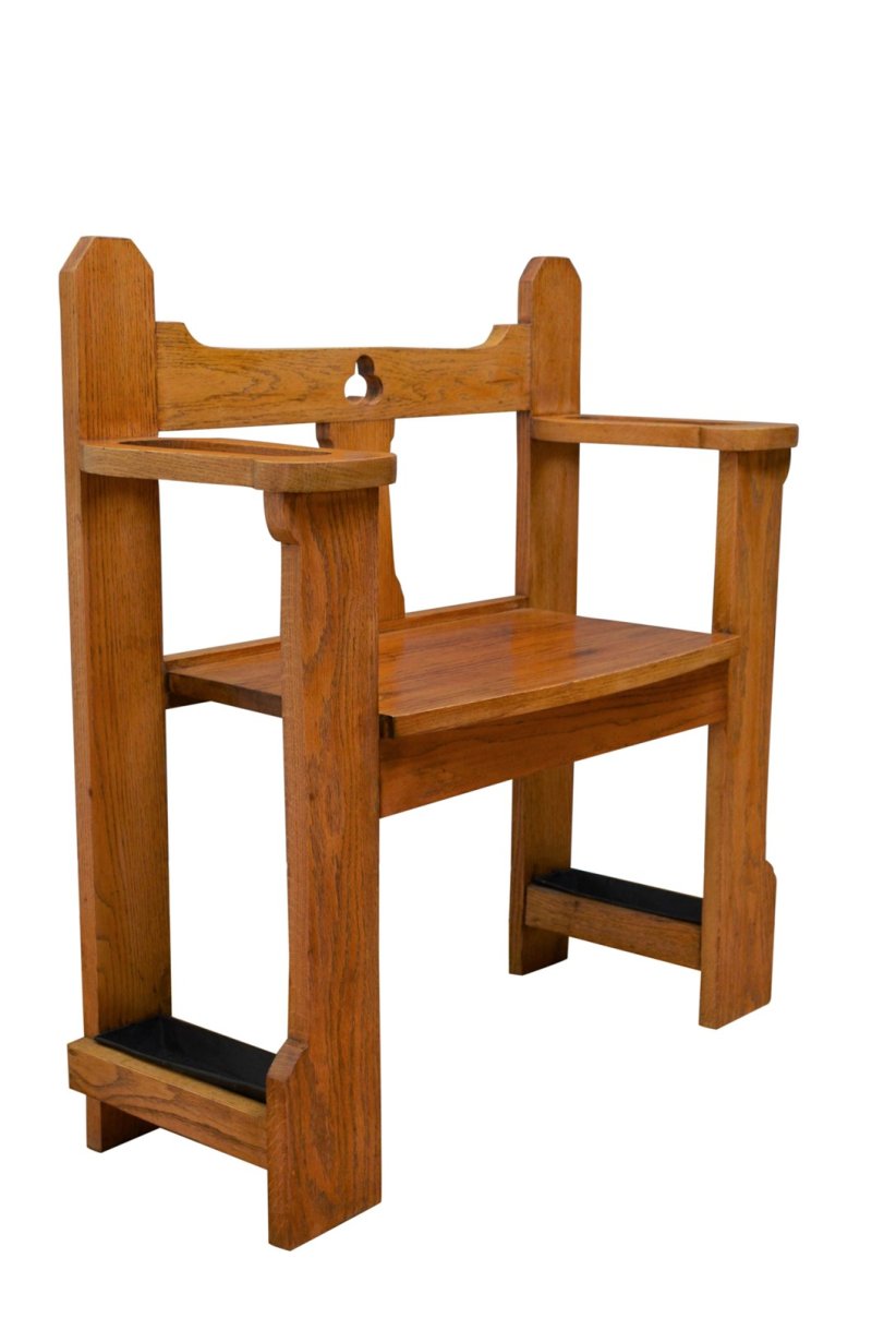 Arts And Crafts Hall Bench In Oak - Image 2